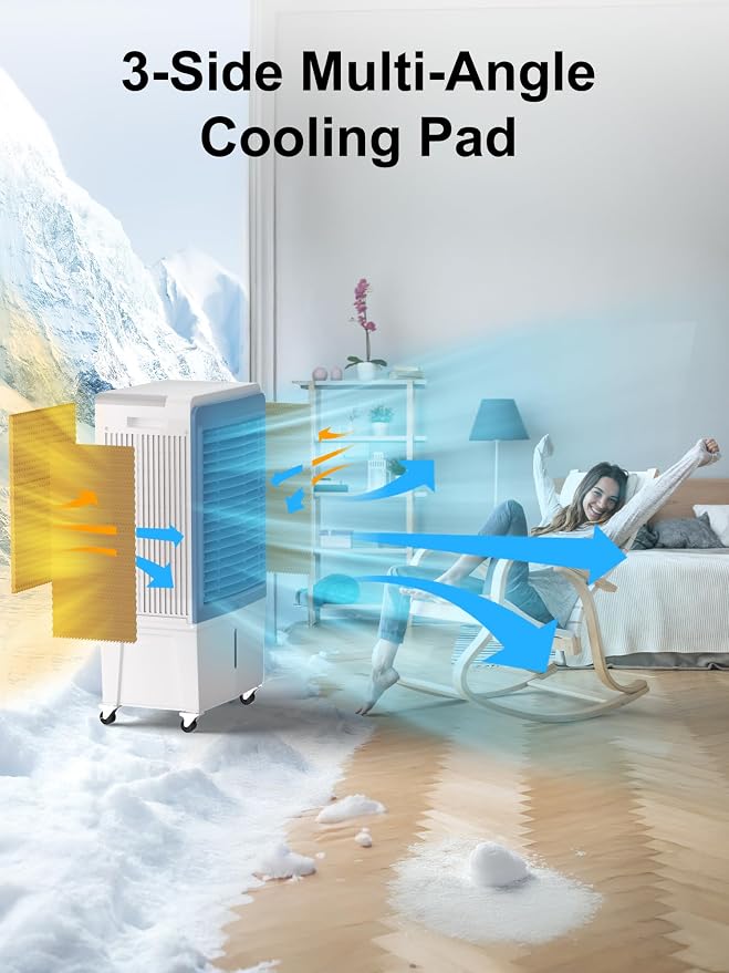 5500 CFM Swamp Cooler Air Conditioner, Outdoor Evaporative Air Cooler with 12.5 Gal Water Tank, Remote, 120° Oscillation, 12H