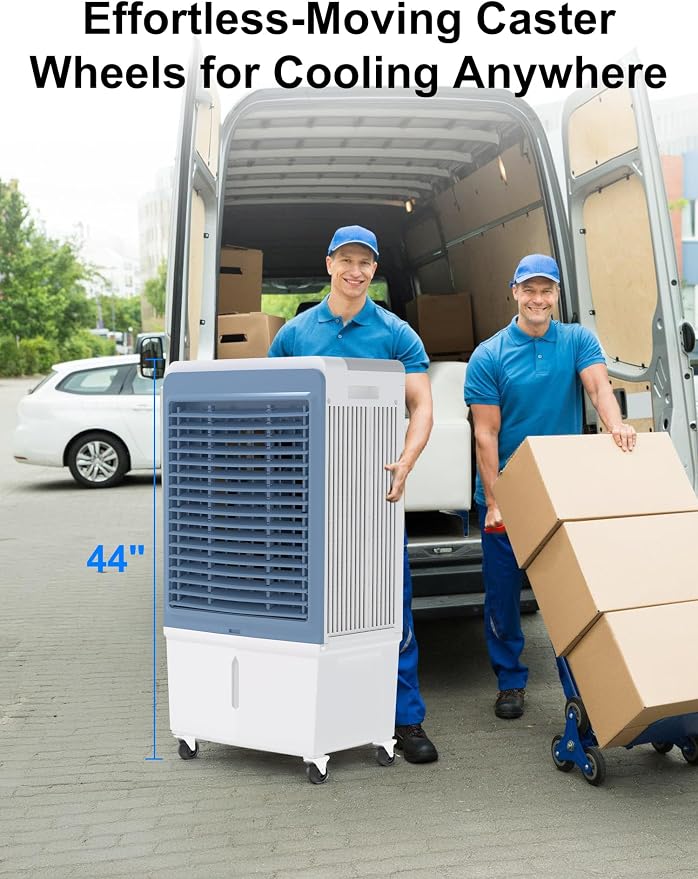 5500 CFM Swamp Cooler Air Conditioner, Outdoor Evaporative Air Cooler with 12.5 Gal Water Tank, Remote, 120° Oscillation, 12H