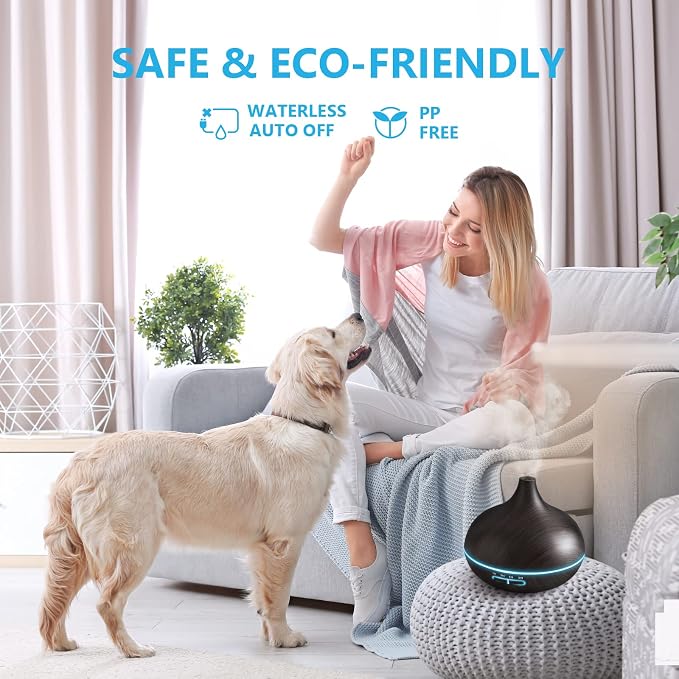 550ml Aromatherapy Diffuser with 15x10mL Essential Oils, Ultrasonic Technology, Remote Control for Home Office, alternate