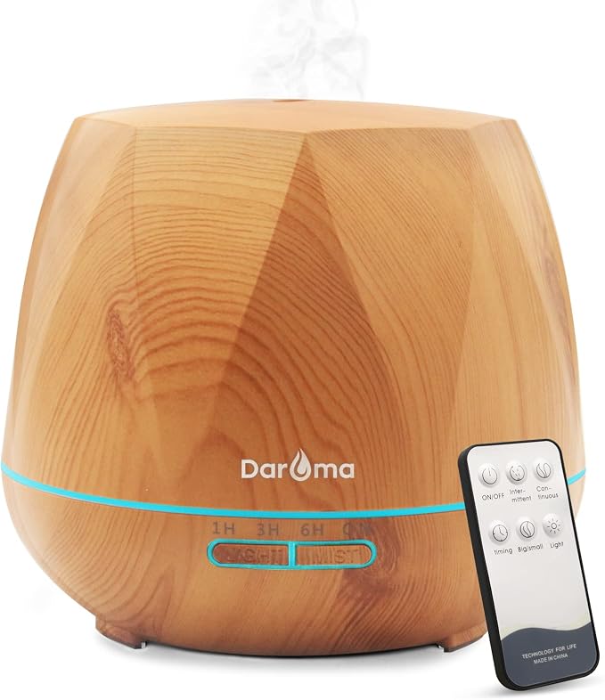 550ml Essential Oil Diffuser, Upgraded Remote Control 6 in 1 Aromatherapy Ultrasonic Cool Mist Humidifier, product image