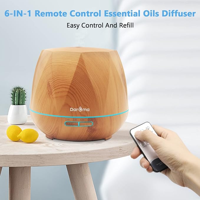 550ml Essential Oil Diffuser, Upgraded Remote Control 6 in 1 Aromatherapy Ultrasonic Cool Mist Humidifier, alternate product