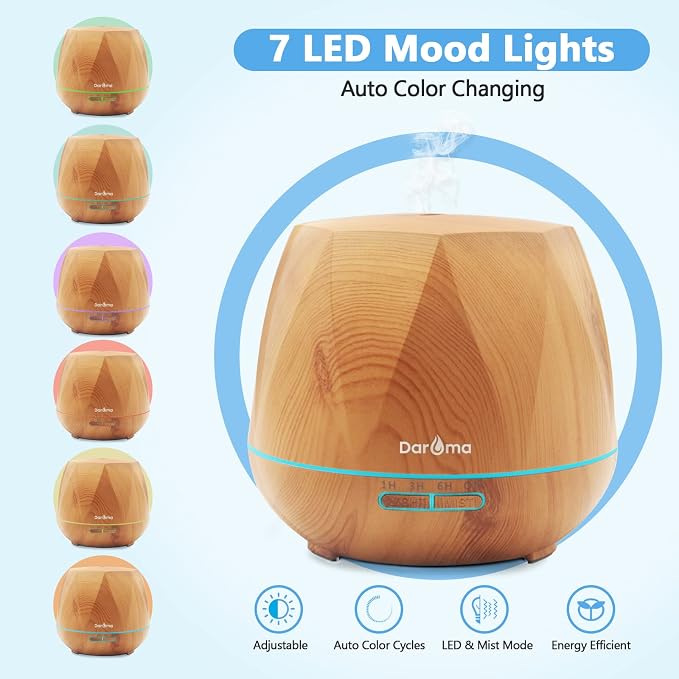 550ml Essential Oil Diffuser, Upgraded Remote Control 6 in 1 Aromatherapy Ultrasonic Cool Mist Humidifier, alternate product