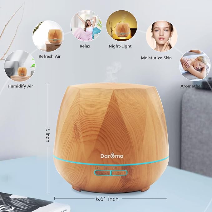 550ml Essential Oil Diffuser, Upgraded Remote Control 6 in 1 Aromatherapy Ultrasonic Cool Mist Humidifier, alternate product