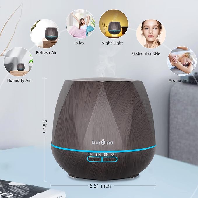 550ml Essential Oil Diffuser, Upgraded Remote Control 6 in 1 Aromatherapy Ultrasonic Cool Mist Humidifier, alternate product
