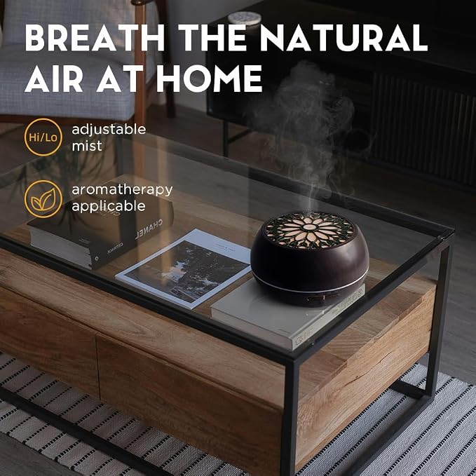 550ml Large Capacity Essential Oil Diffuser with 6 Aromatherapy Oils Set,Ultrasonic Air Humidifier with Timer and 7 Color LED