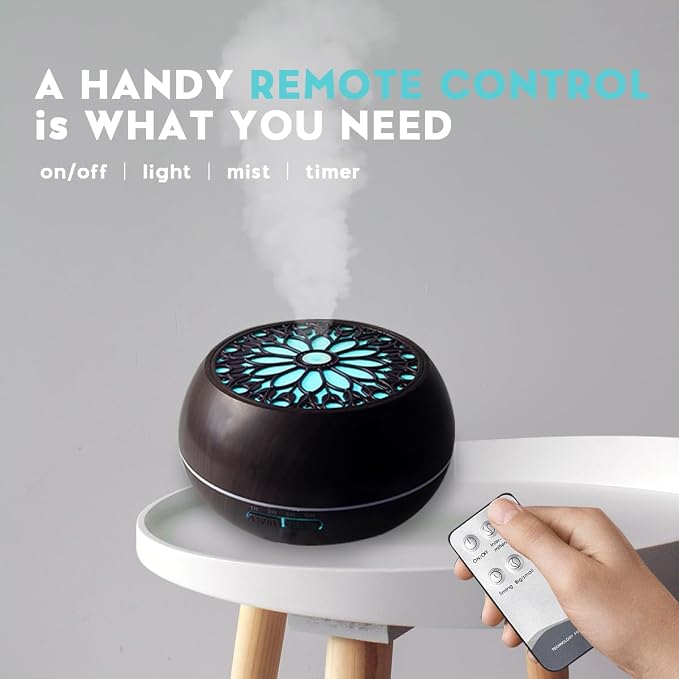 550ml Large Capacity Essential Oil Diffuser with 6 Aromatherapy Oils Set,Ultrasonic Air Humidifier with Timer and 7 Color LED