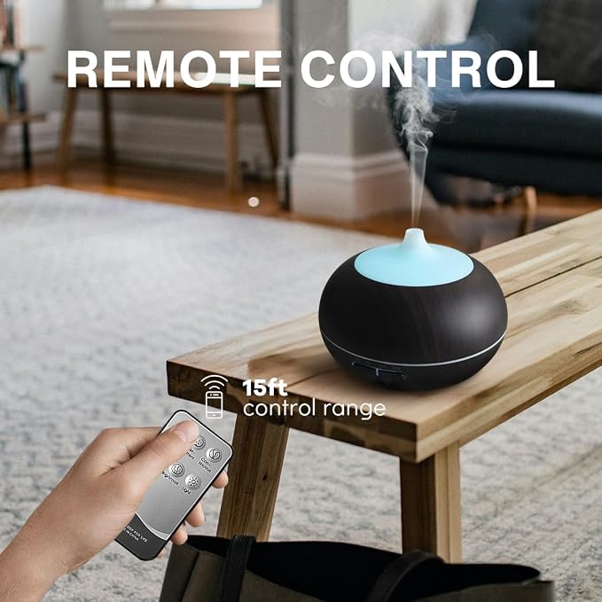 550ml Large Capacity Essential Oil Diffuser with 6 Essential Oil Set, Aromatherapy Ultrasonic Air Humidifier with Timer