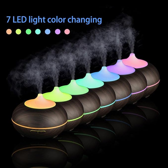 550ml Large Capacity Essential Oil Diffuser with 6 Essential Oil Set, Aromatherapy Ultrasonic Air Humidifier with Timer