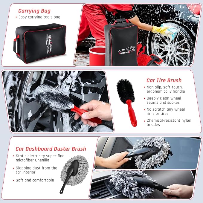 55PCS Car Detailing Kit Interior Cleaner with High Power Handheld Vacuum, Car Detailing Brush Set, Car Cleaning Kit, Drill