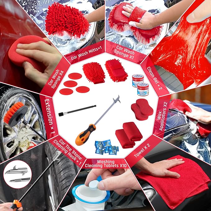55PCS Car Detailing Kit Interior Cleaner with High Power Handheld Vacuum, Car Detailing Brush Set, Car Cleaning Kit, Drill
