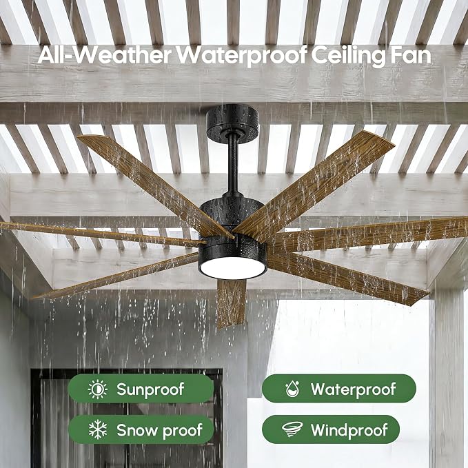 56 Inch Outdoor Ceiling Fan for Patios Waterproof, All-Weather Wet-Rated High CFM 7-Blade Fan, Smart Alexa/App/Remote