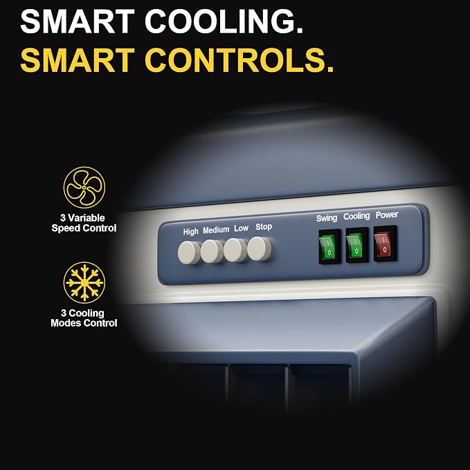 56′′ Swamp Cooler Air Conditioner, 8979CFM Portable Evaporative Coolers with 36 Gal Tank,120°Oscillation, Outdoor Cooling Fan