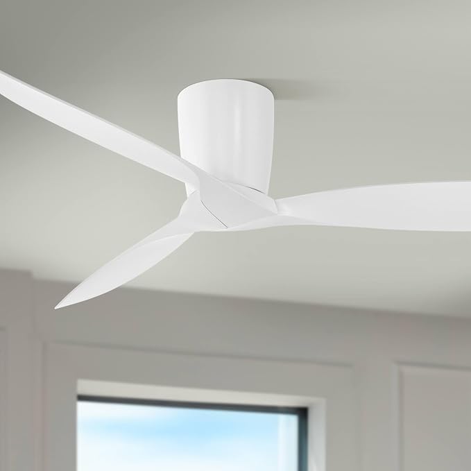 56" Tre Matte White Indoor/Outdoor Hugger Ceiling Fan, product image