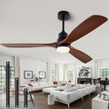 56" Wood Ceiling Fan with Light and Remote Control, Indoor Outdoor Wooden 3 Blades Ceiling Fan for Patio Living Room