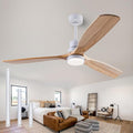 56" Wood Ceiling Fan with Light and Remote Control, Indoor Outdoor Wooden 3 Blades Ceiling Fan for Patio Living Room