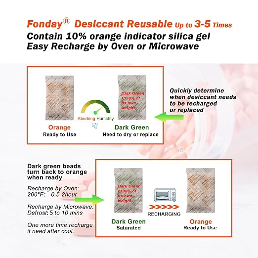 5g x 120 packs Rechargeable Silica Gel Desiccant Packets Fast Reactivate Desiccant Bags Moisture Indicating, alternate view 5