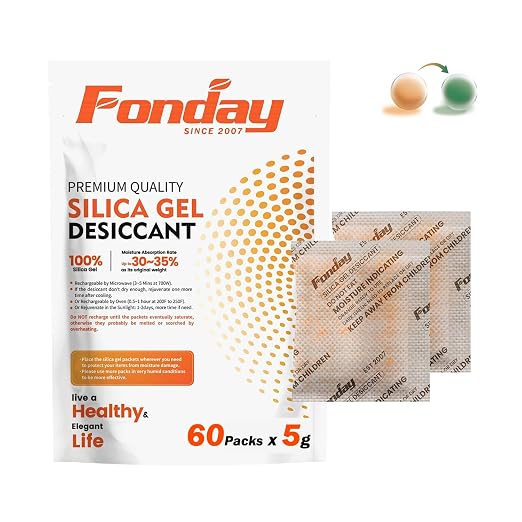 5g x 60 packs Rechargeable Silica Gel Desiccant Packets Fast Reactivate Desiccant Bags Moisture Indicating
