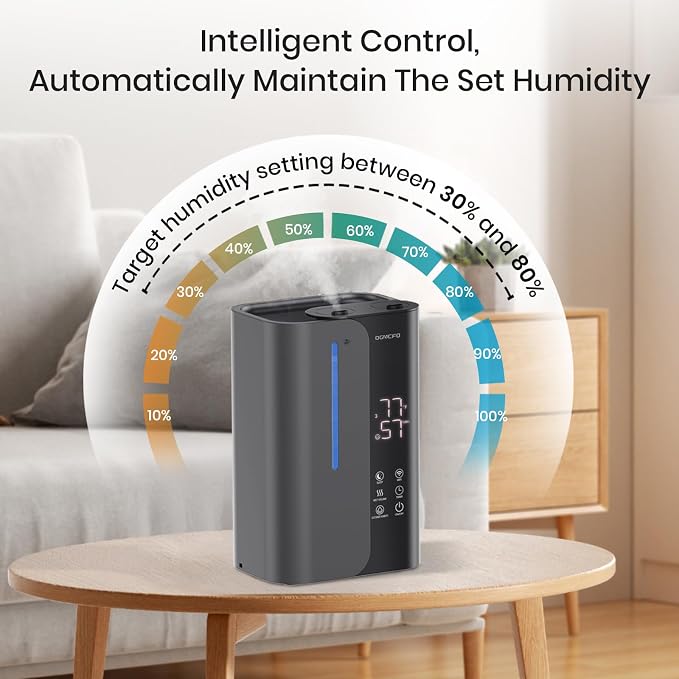 5L Smart Air Humidifiers for Bedroom with Essential Oils, Top Fill 50H Runtime Cool Mist Large Humidifiers for Home Bedroom