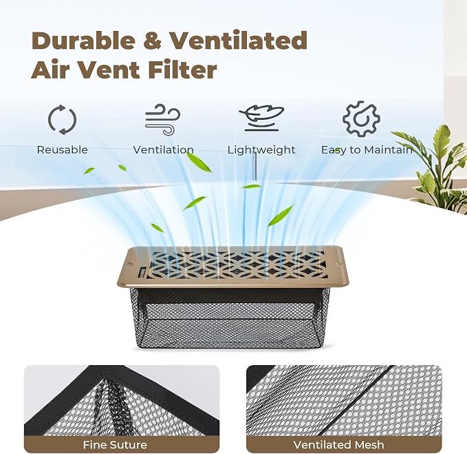 5Pack Floor Vent Screen Net 4''x12'', Floor Air Vent Cover Screen for Home Air Vent Filters, Floor Vent Mesh, alternate view
