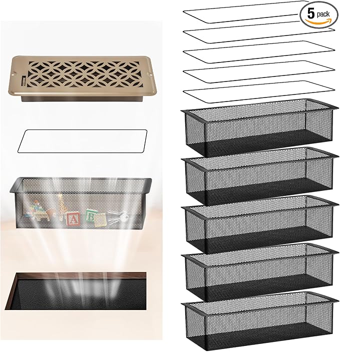 5Pack Floor Vent Screen Net 4''x14'', Floor Air Vent Cover Screen for Home Air Vent Filters, Floor Vent Mesh