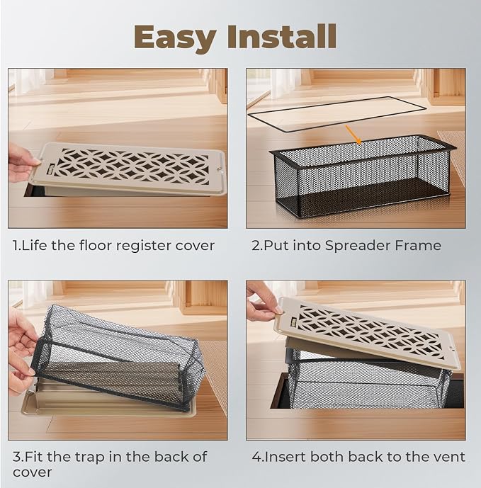 5Pack Floor Vent Screen Net 4''x14'', Floor Air Vent Cover Screen for Home Air Vent Filters, Floor Vent Mesh, alternate view