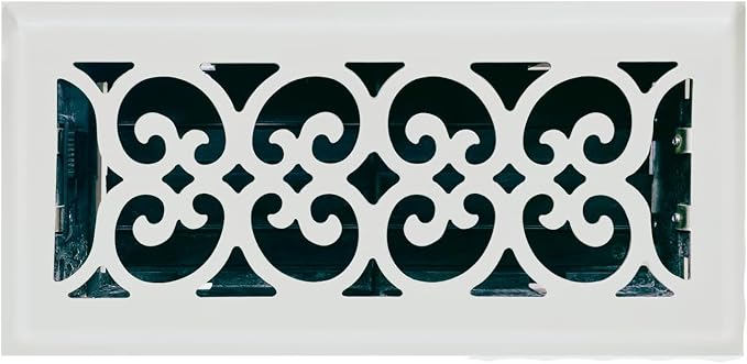 5Pcs, 4" x 10" Victorian Design Steel Floor Register in Glacier White Finish for Floor l- Decorative Air Vent Covers- Floor