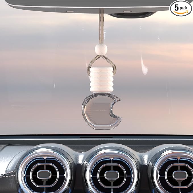 5PCS Hanging Car Air Freshener, Auto Interior Decoration 8 ml Oil Diffuser Perfume Aromatherapy Pendant Empty Glass Bottle