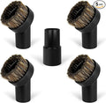 5PCS Horse Hair Brush Vacuum Attachment Set - Black Round Horse Hair Vacuum Attachments & Brushes - Brush Attachment