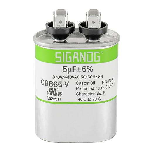 5uF 5 MFD 370V or 450V CBB65 Run Start Capacitor 5 uF 370 450 Volt VAC for Condenser Straight Cool or Heat Pump