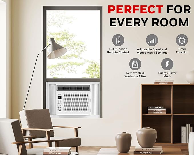 6,000 BTU Digital Window Air Conditioner, Remote, 4 Modes, Eco, 250 sq ft Coverage, alternate product view 4