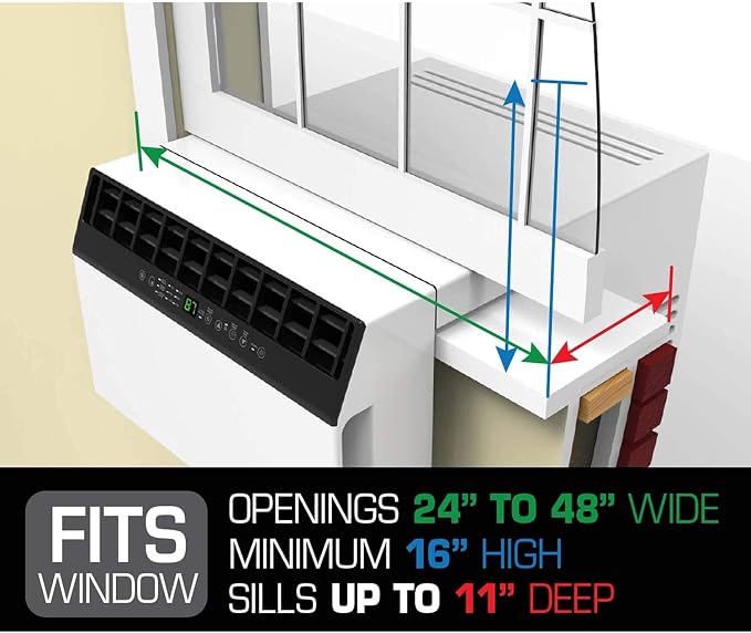 6,000 BTU Over-the-Sill Air Conditioner: WiFi Enabled, Quiet Operation, Window View Friendly (Up to 11" Sill Width)