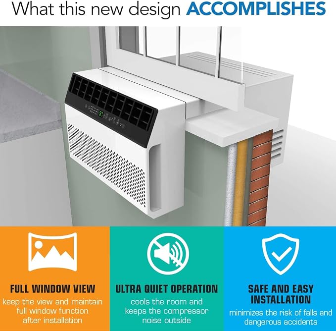 6,000 BTU Over-the-Sill Air Conditioner: WiFi Enabled, Quiet Operation, Window View Friendly (Up to 11" Sill Width)