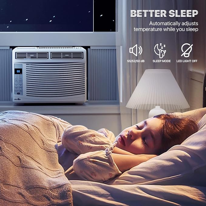 6,000 BTU Smart Window Air Conditioner with Wi-Fi Connected, Window AC Unit Cools up to 250 Sq.Ft., Remote/App Control, with