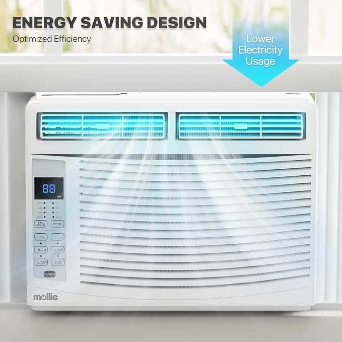 6,000 BTU Smart Window Air Conditioner with Wi-Fi Connected, Window AC Unit Cools up to 250 Sq.Ft., Remote/App Control, with