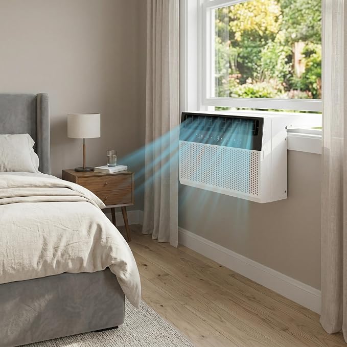 6,000 BTU U-Shaped Window Air Conditioner with Smart App & Remote, 6-in-1 Cooling, Cools Up to 300 Sq.Ft, Ultra Quiet, Energy