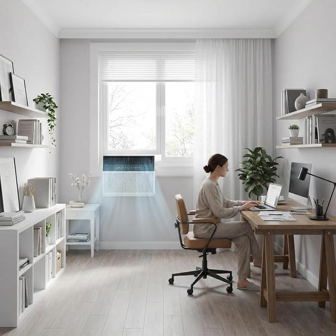 6,000 BTU U-Shaped Window Air Conditioner with Smart App & Remote, 6-in-1 Cooling, Cools Up to 300 Sq.Ft, Ultra Quiet, Energy
