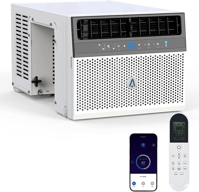 6,000 BTU U-Shaped Window Air Conditioner with Smart App & Remote, 6-in-1 Cooling, Cools Up to 300 Sq.Ft, Ultra Quiet, Energy