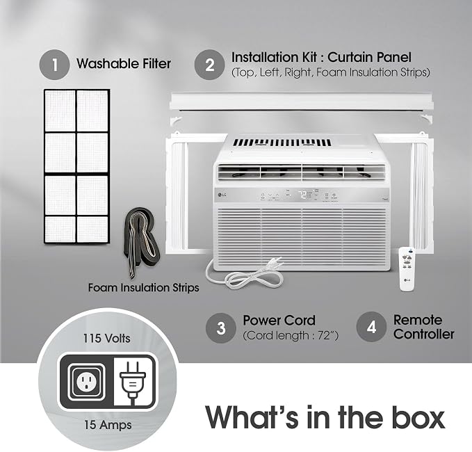 6,000 BTU Window Air Conditioner, Cools 250 Sq.Ft. (10' x 25' Room Size), Quiet Operation, Electronic Control with Remote, 2