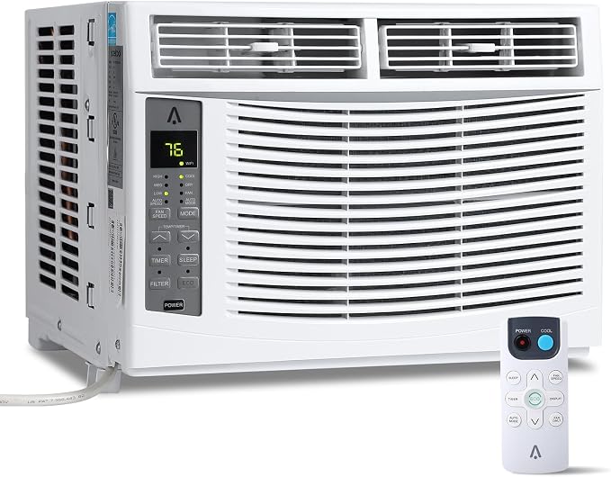 6,000 BTU Window Air Conditioner, Cools up to 250 Sq.Ft. for Bedrooms and Small Rooms, Quiet AC Unit with Remote, product