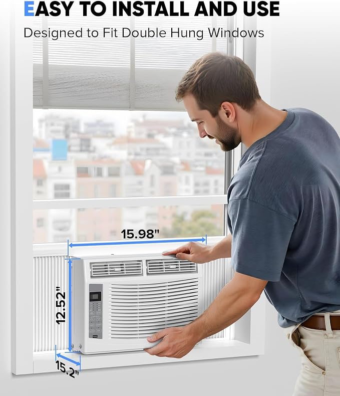 6,000 BTU Window Air Conditioner, Cools up to 250 Sq.Ft. for Bedrooms and Small Rooms, Quiet AC Unit with Remote, alternate