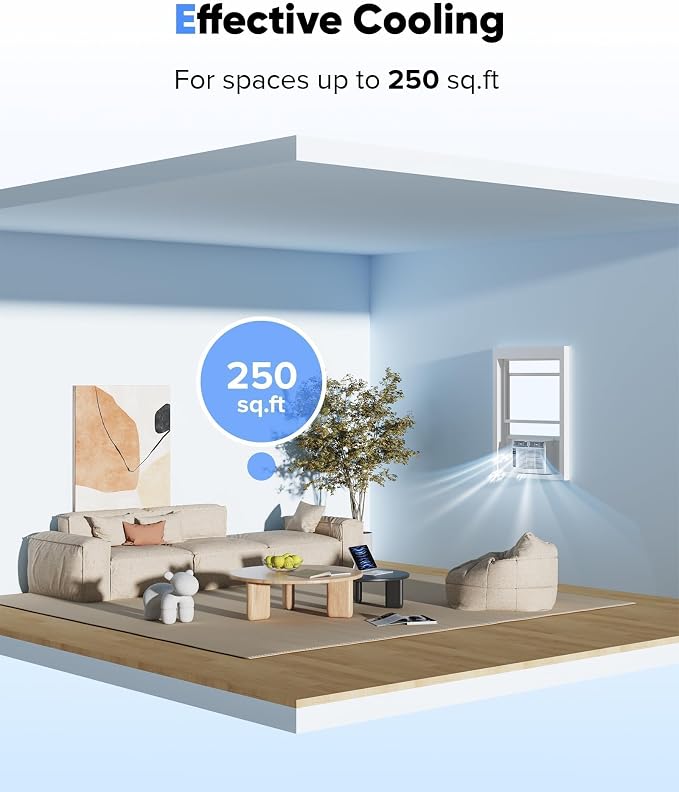 6,000 BTU Window Air Conditioner, Cools up to 250 Sq.Ft. for Bedrooms and Small Rooms, Quiet AC Unit with Remote, alternate