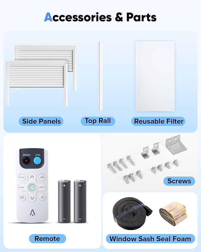 6,000 BTU Window Air Conditioner, Cools up to 250 Sq.Ft. for Bedrooms and Small Rooms, Quiet AC Unit with Remote, alternate