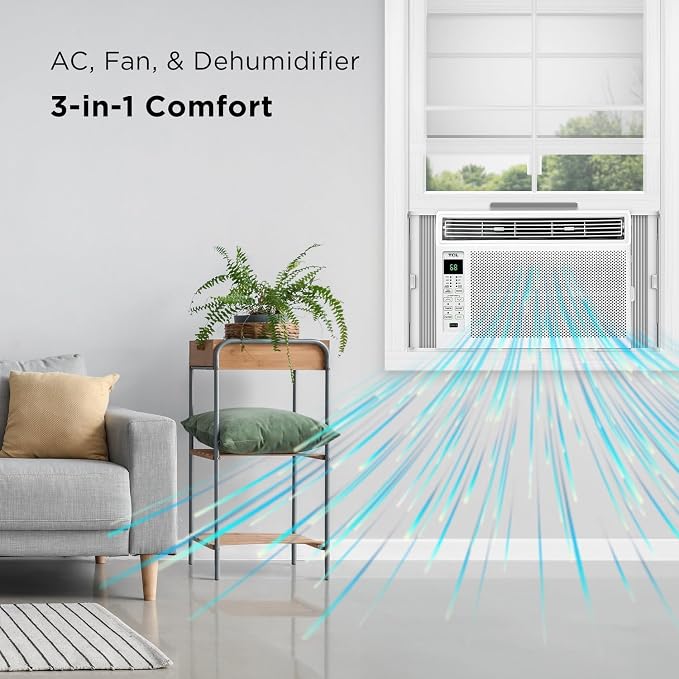 6,000 BTU Window Air Conditioner, Fan & Dehumidifier, 250 Sq. Ft., Remote Control, Easy-to-Use, Reusable Filter - H6W23W