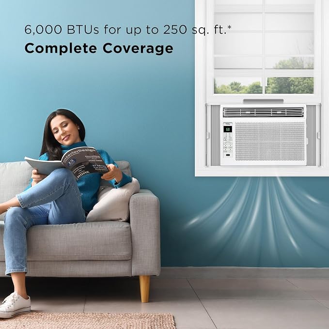 6,000 BTU Window Air Conditioner, Fan & Dehumidifier, 250 Sq. Ft., Remote Control, Easy-to-Use, Reusable Filter - H6W23W