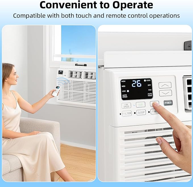 6,000 BTU Window Air Conditioner, Window AC Unit, Cools Rooms up to 250 Sq.Ft., 6 in 1 Modes Air Conditioner Window Unit with