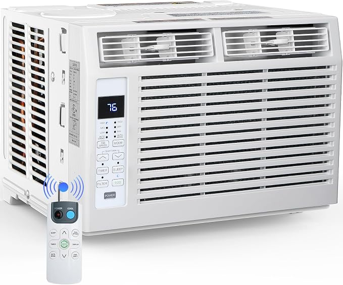 6,000 BTU Window Air Conditioner, Window AC Unit with Cooling, Dry Function, 4 Fan Speeds, 24H Timer & Sleep Mode, product