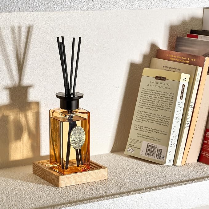 6.3 oz Large Reed Diffuser Set | Pumpkin Apple Pie Scent Oil Diffuser with Sticks | Hotel Collection made from natural