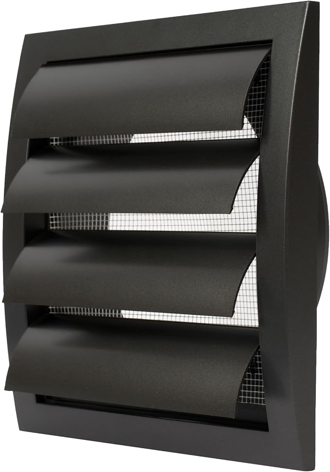 6" ABS Plastic Anthracite Dryer Vent Cover Outside, 6 Inch Exhaust Vent Cover with Flaps and Insect Screen for Walls or