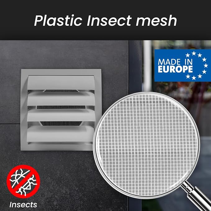 6" ABS Plastic Anthracite Dryer Vent Cover Outside, 6 Inch Exhaust Vent Cover with Flaps and Insect Screen for Walls or