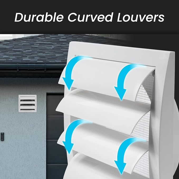 6" ABS Plastic Anthracite Dryer Vent Cover Outside, 6 Inch Exhaust Vent Cover with Flaps and Insect Screen for Walls or